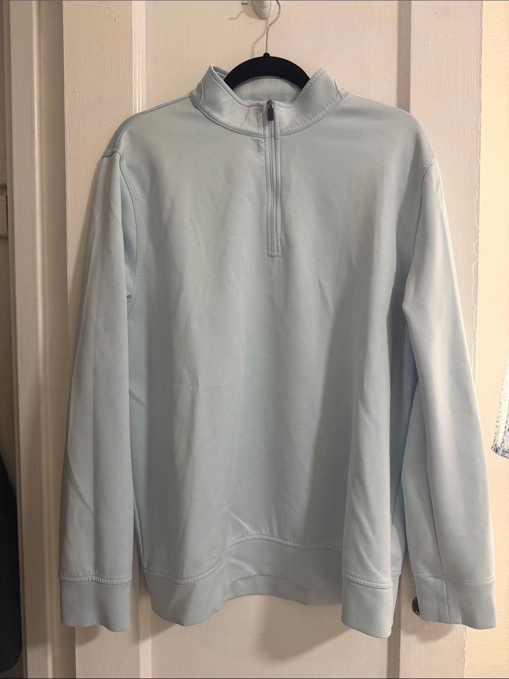 Hickey Freeman Men's Pale Blue Quarter-Zip Pullover